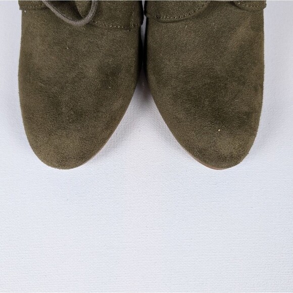 Steve Madden Lace-Up Boots Women's Size 9 Olive Green Suede Block Heel - Picture 3 of 9
